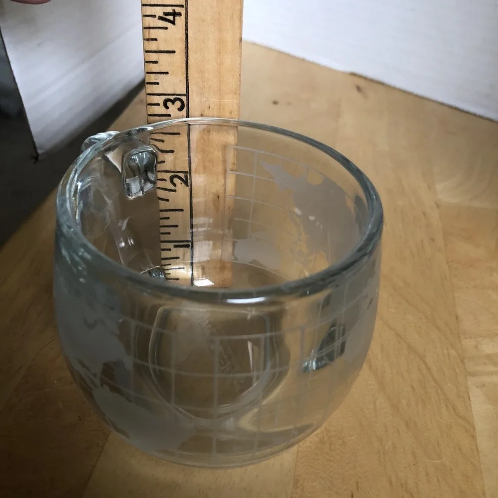 Vintage Nestle Nescafé Mug Globe World Clear Glass Cup Coffee Tea